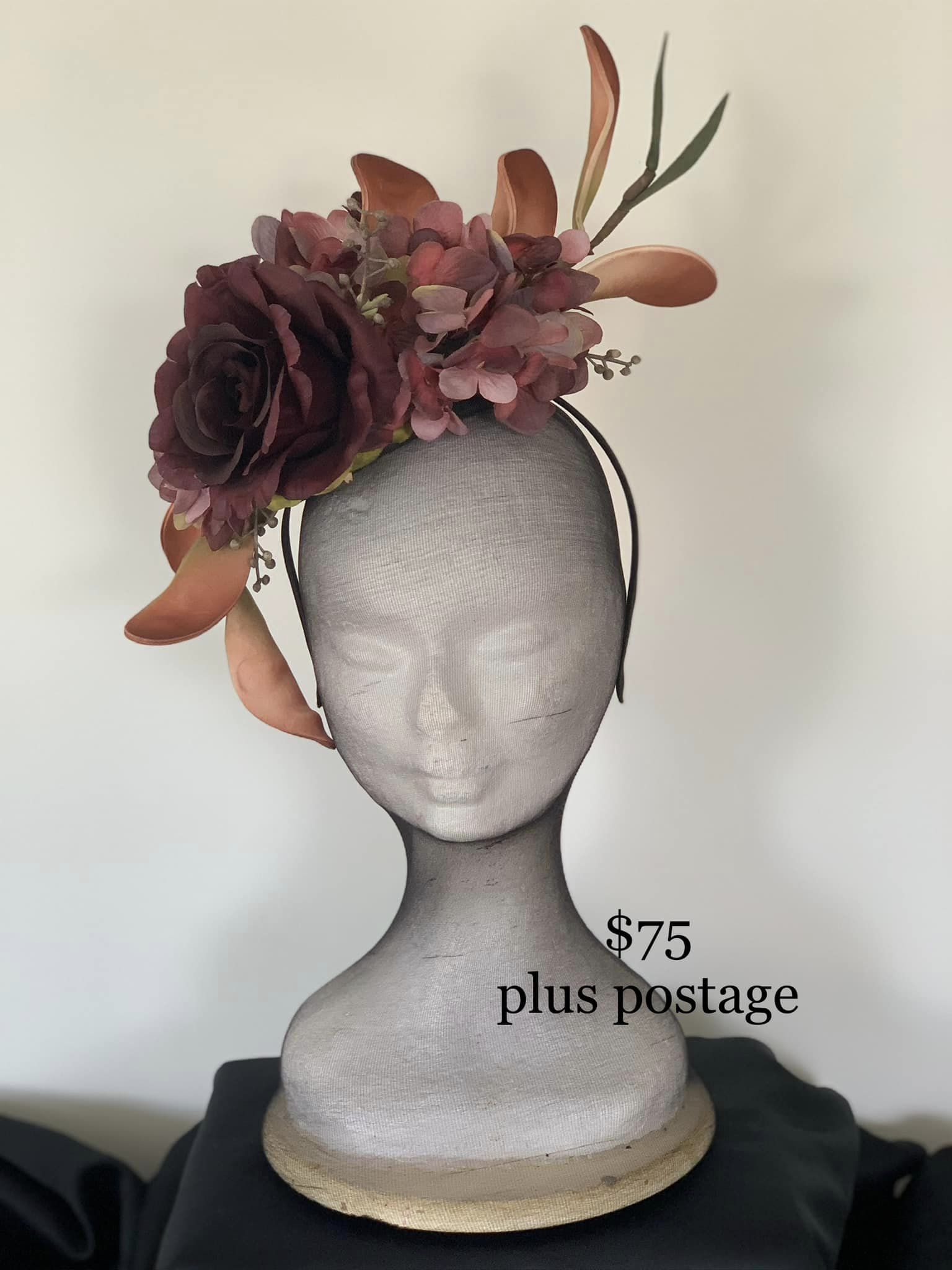 Autumn Hues Fascinator $75 plus postage